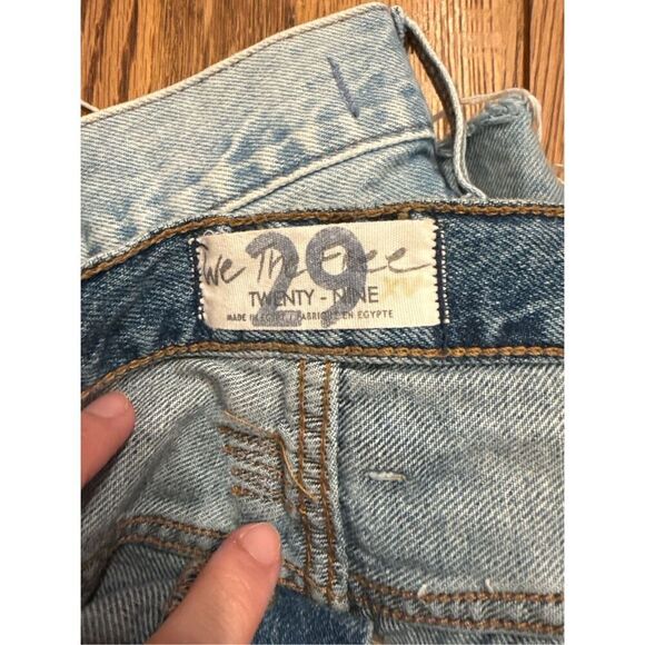 Free People Light Blue Distressed Button Fly Cut Off Cotton Denim Shorts Size 29 - Picture 4 of 6